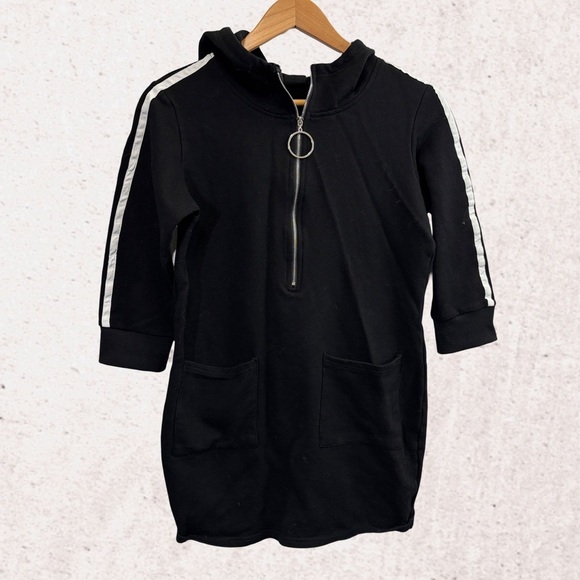 NUDE Black and White Hooded Jacket with Stripes - Picture 1 of 4